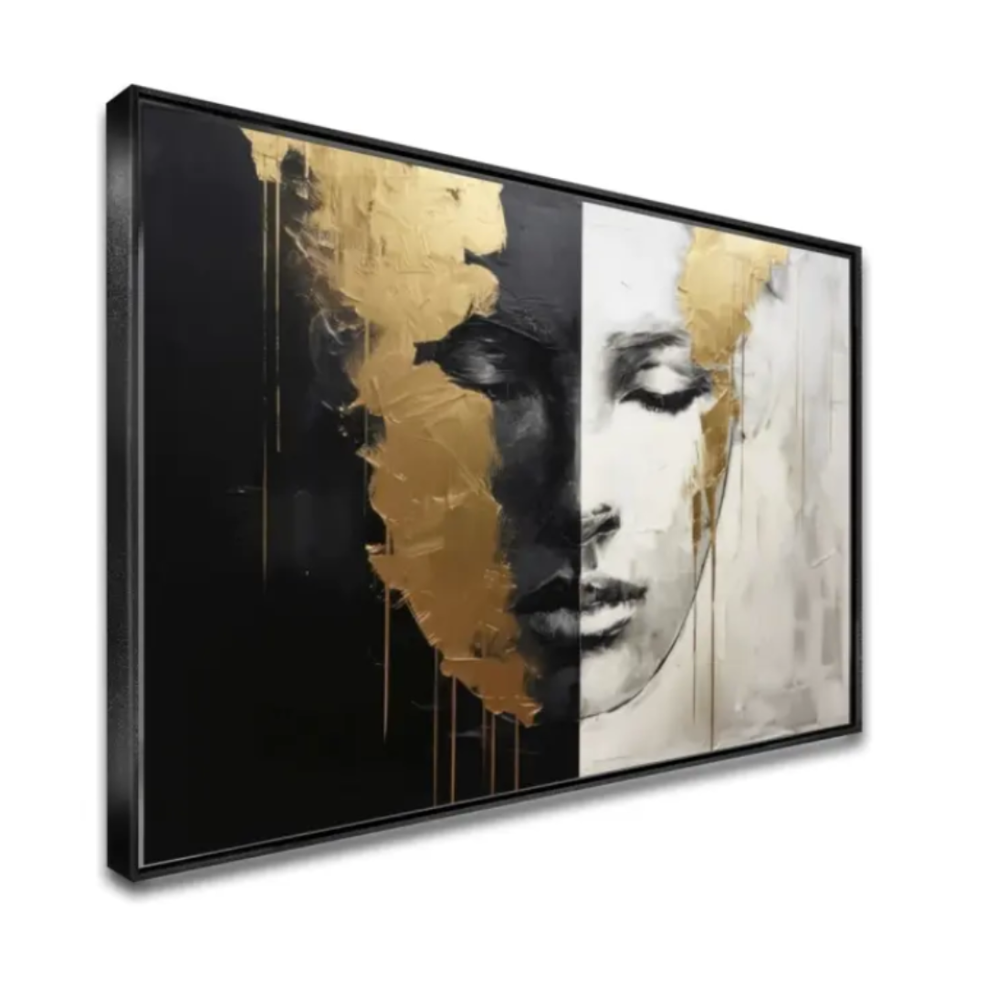 Quadro Canva Decorativo Grande Com Moldura Rosto Moderno