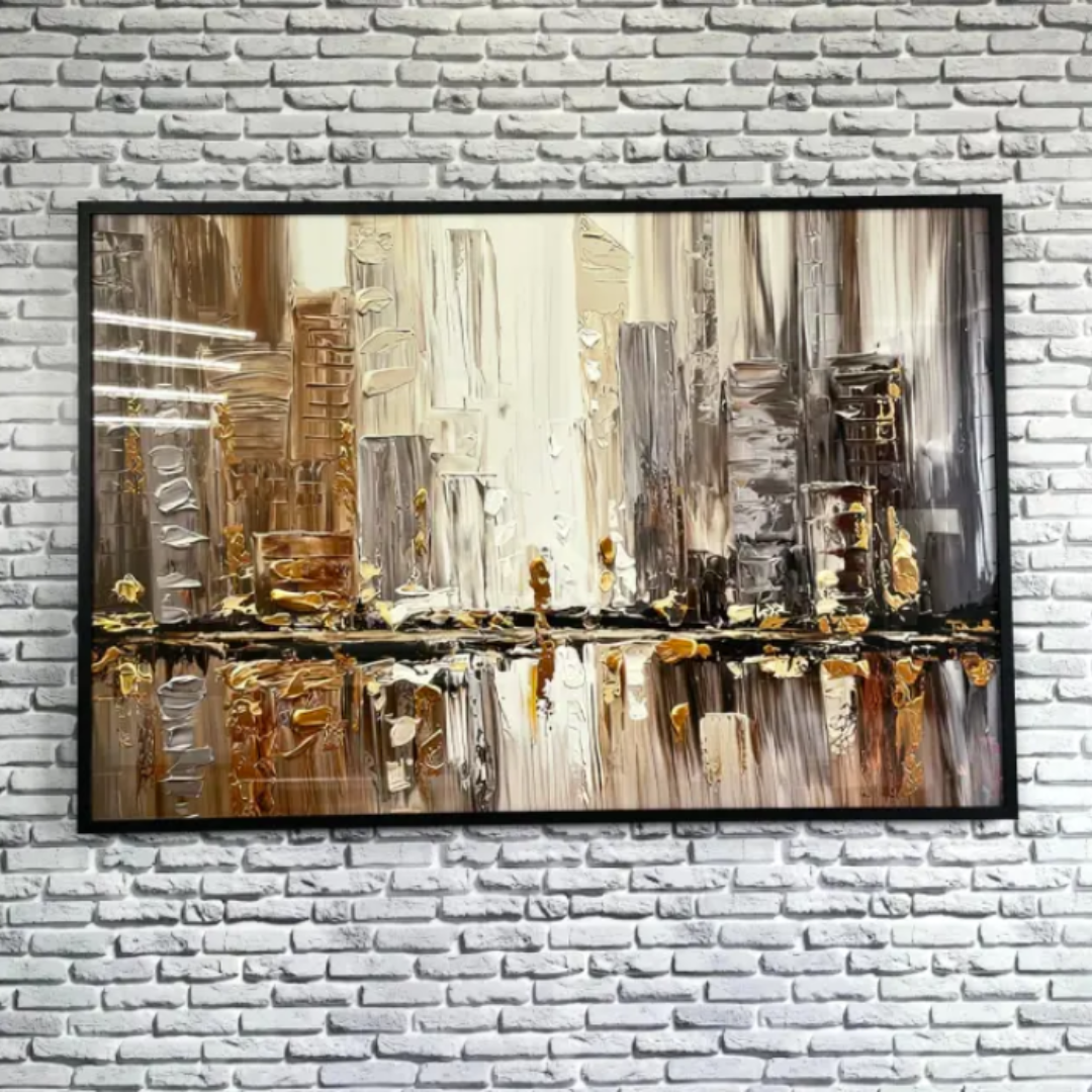 Quadro Canva Decorativo Grande Com Moldura Abstrato Moderno