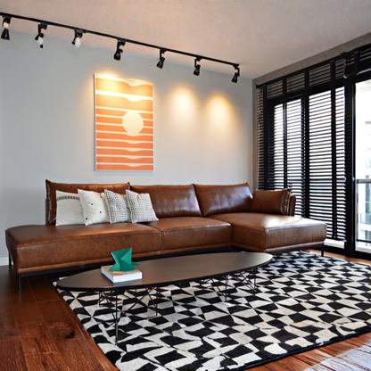 Sofá Milão Retrô em Couro Natural com Chaise 3 Lugares