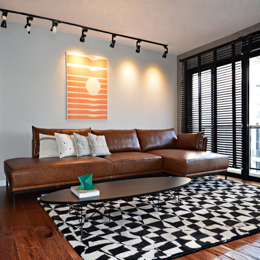 Sofá Milão Retrô em Couro Natural com Chaise 3 Lugares