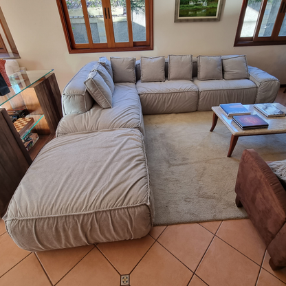 Sofá em L Sharpei 3,30m Living Cinza