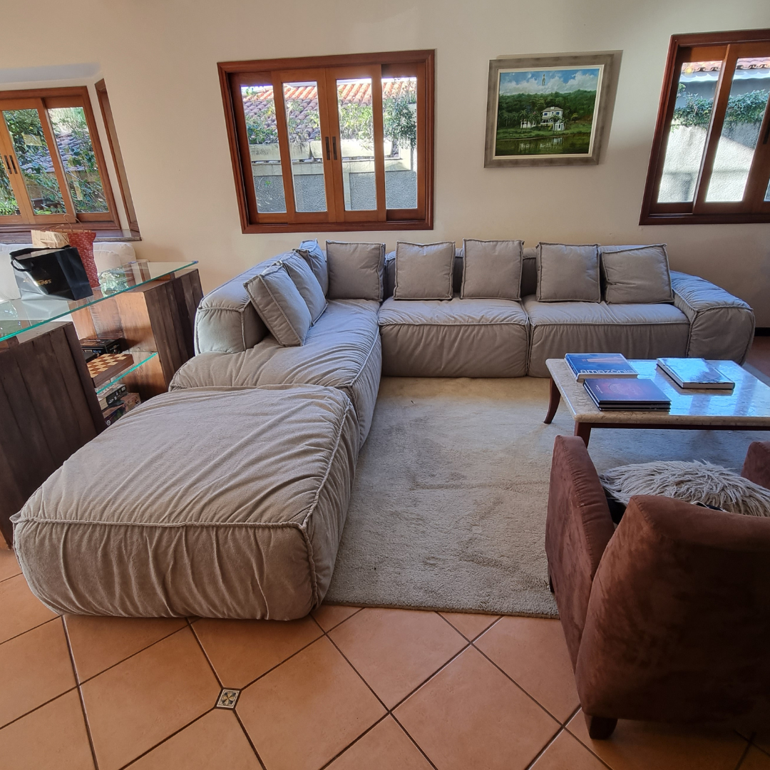 Sofá em L Sharpei 3,30m Living Cinza