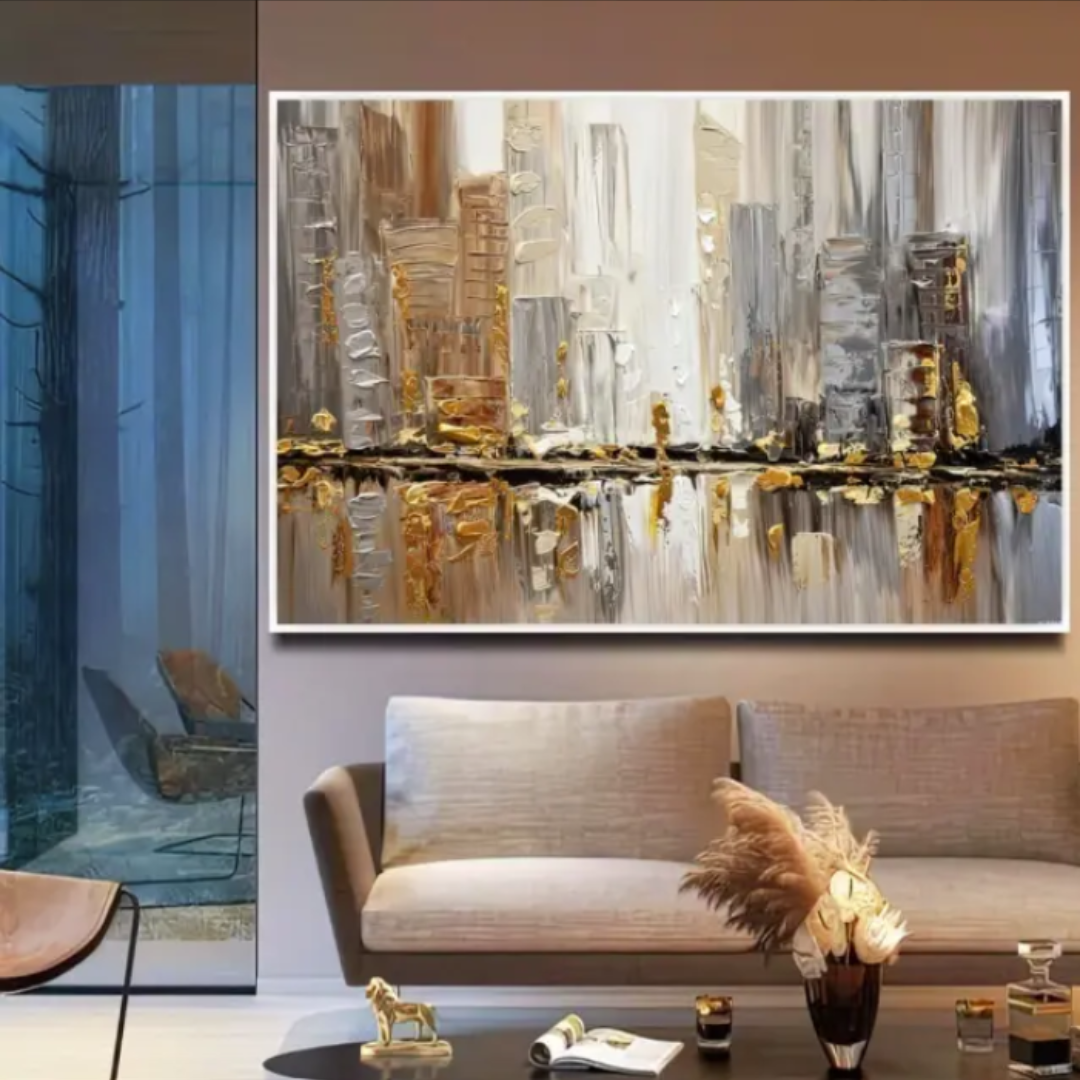 Quadro Canva Decorativo Grande Com Moldura Abstrato Moderno