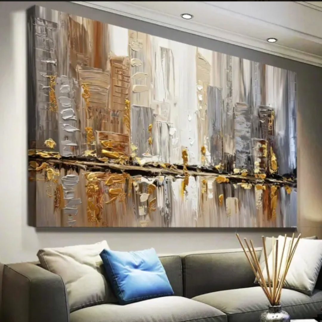 Quadro Canva Decorativo Grande Com Moldura Abstrato Moderno