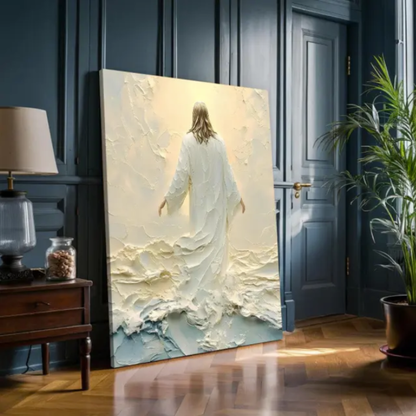 Quadro Canva Decorativo Grande Com Moldura Jesus Para Sala