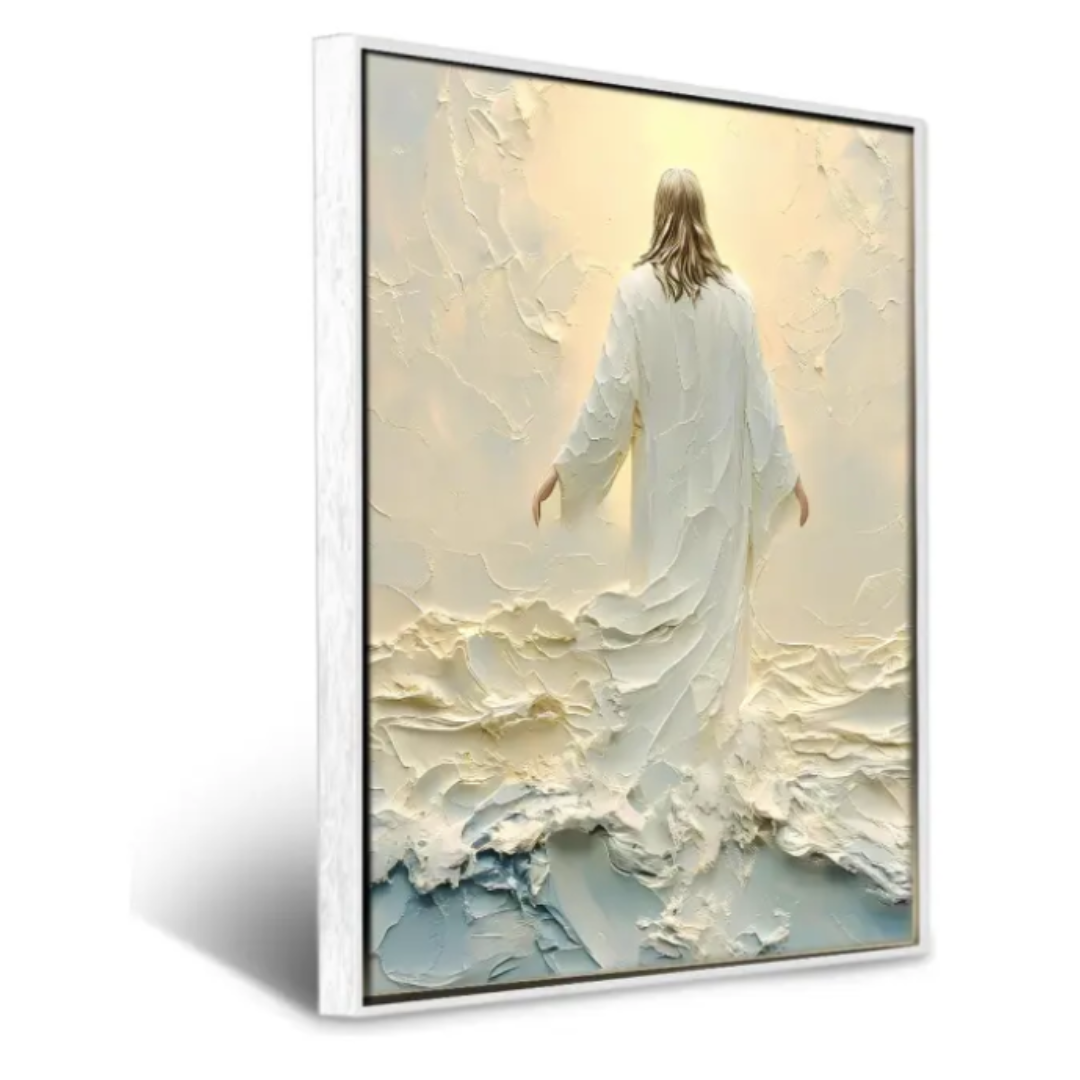 Quadro Canva Decorativo Grande Com Moldura Jesus Para Sala