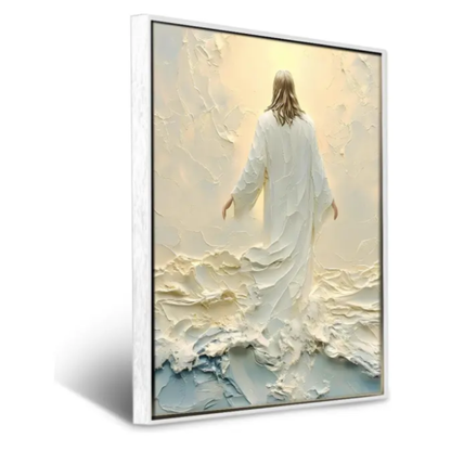 Quadro Canva Decorativo Grande Com Moldura Jesus Para Sala