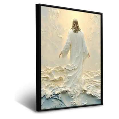 Quadro Canva Decorativo Grande Com Moldura Jesus Para Sala