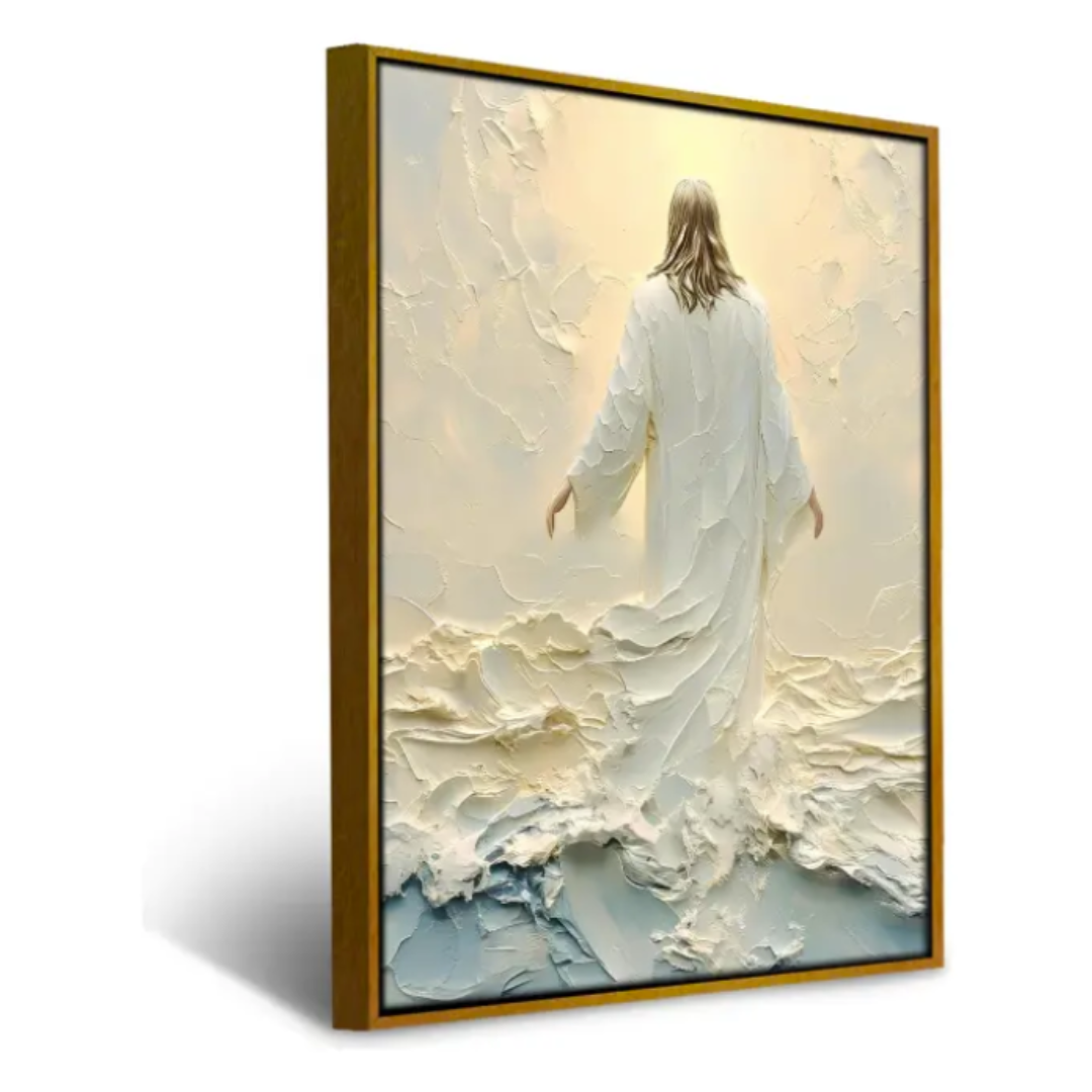 Quadro Canva Decorativo Grande Com Moldura Jesus Para Sala