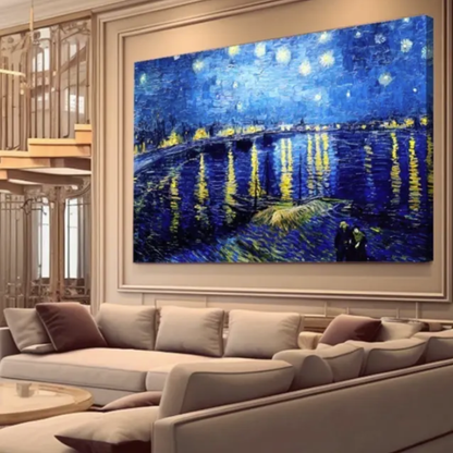Quadro Canva Decorativo Grande Com Moldura Noite Estrelada