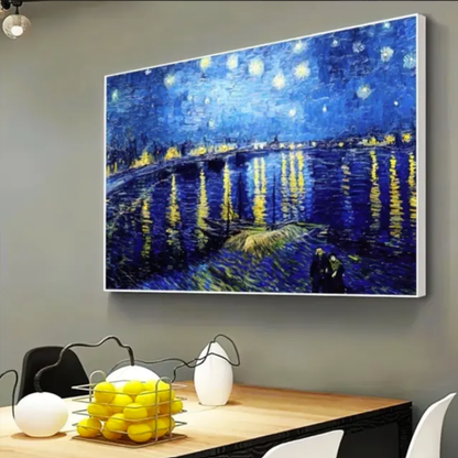 Quadro Canva Decorativo Grande Com Moldura Noite Estrelada
