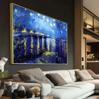 Quadro Canva Decorativo Grande Com Moldura Noite Estrelada