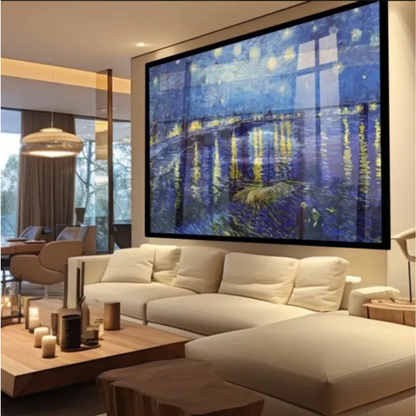 Quadro Canva Decorativo Grande Com Moldura Noite Estrelada