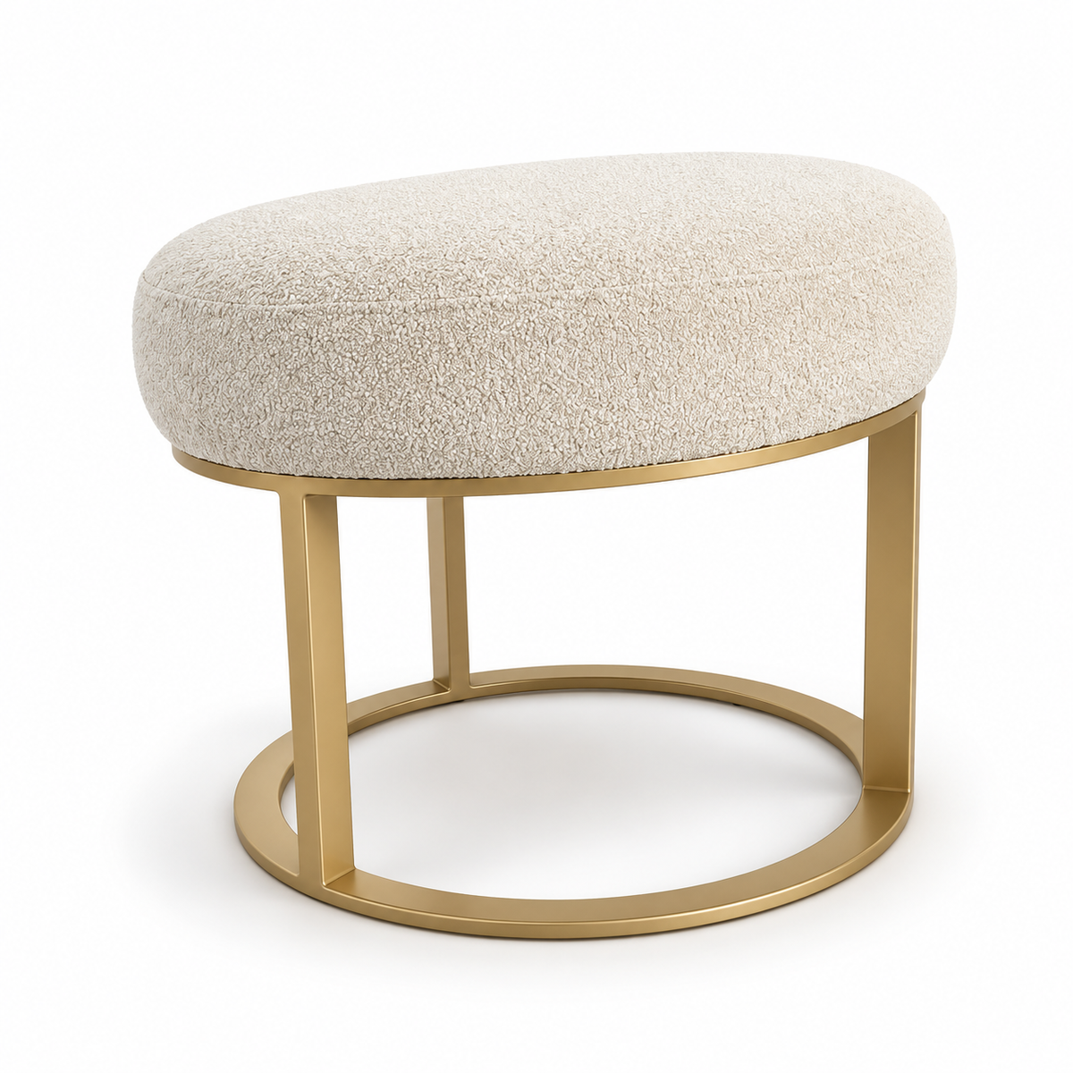 Puff Redondo Base Metal Dourada