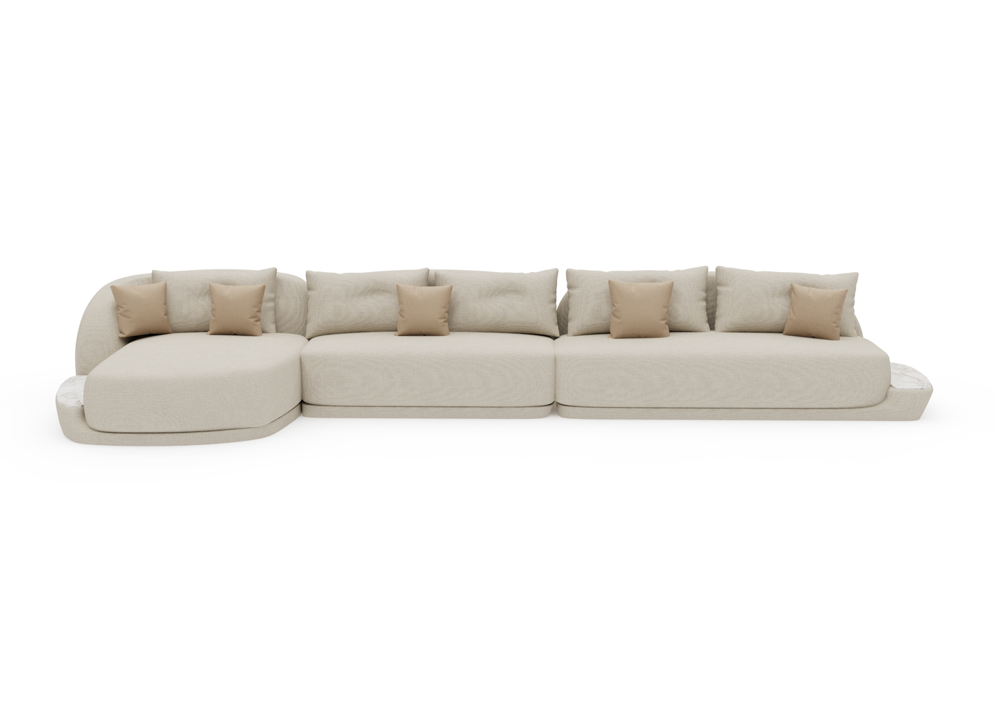 Sofá Onda com chaise e mesa de apoio