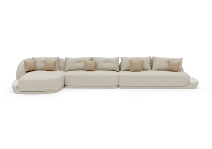 Sofá Onda com chaise e mesa de apoio