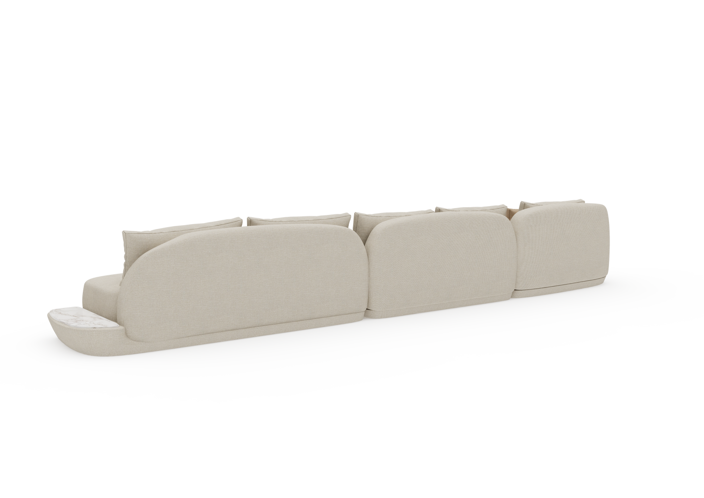 Sofá Onda com chaise e mesa de apoio
