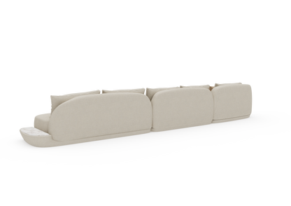 Sofá Onda com chaise e mesa de apoio