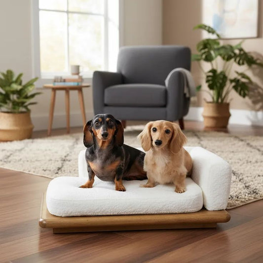 Cama Pet Magnólia com Base de Madeira para Cães
