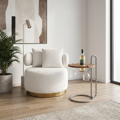 Mesa de canto Vinea, porta vinho e taças