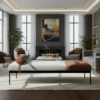 Chaise Turini Estofada com Encosto Rolinho 1,70m