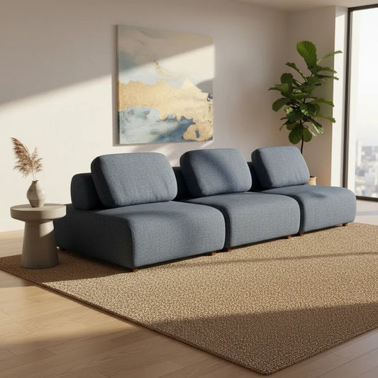 Sofá Modular Gênova 3 Lugares com Encosto Solto Azul