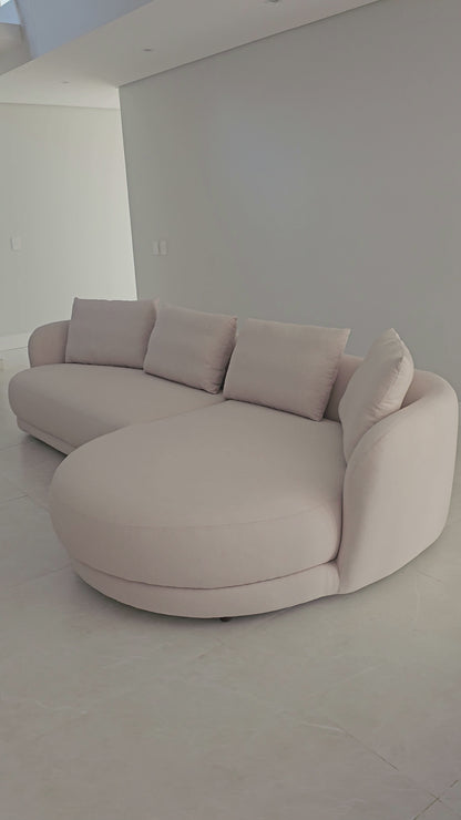 Sofá Munique 3 Lugares com Chaise Redonda 3m