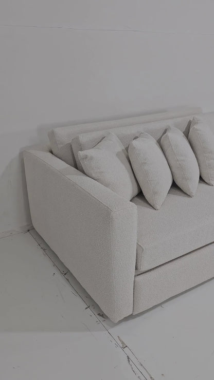 Sofá-Cama Trento com Chaise e Mesa Lateral em Madeira
