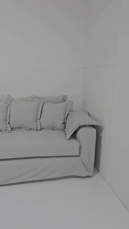 Sofá Bóra 4 Lugares com Almofadas – Cinza Claro Conforto Total